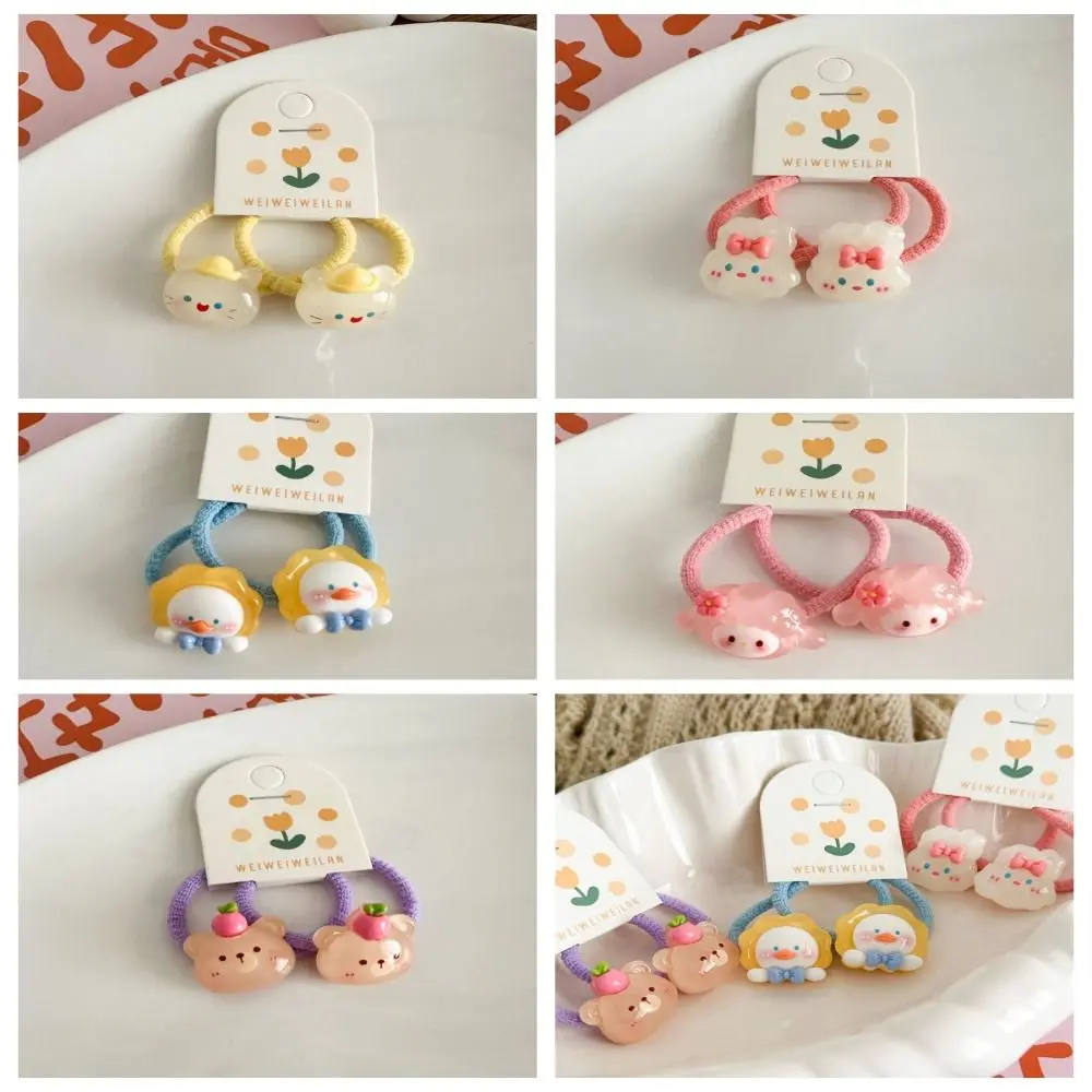 

Korean Style Hair Clip Children Hair Scrunchies Sweet Cartoon Rabbit Kids Ponytail Holder Cat Candy Color Bear Hair Rope Girls