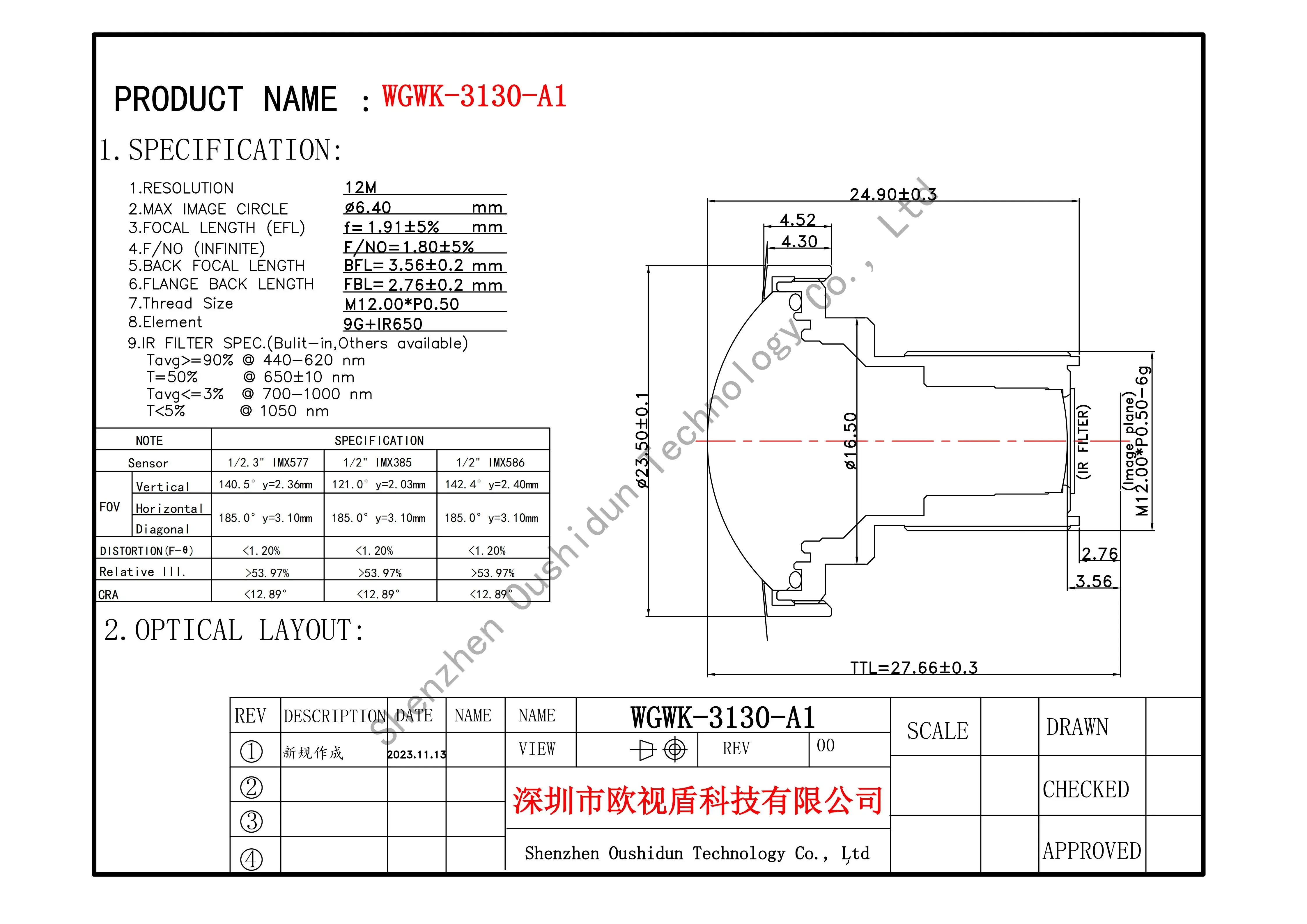 HD 12MP M12 Mount 1.9mm No Distort Fisheye Lens 1/2" Image Format F1.8 Aperture with 650nm IR Filter for Security CCTV Camera 6