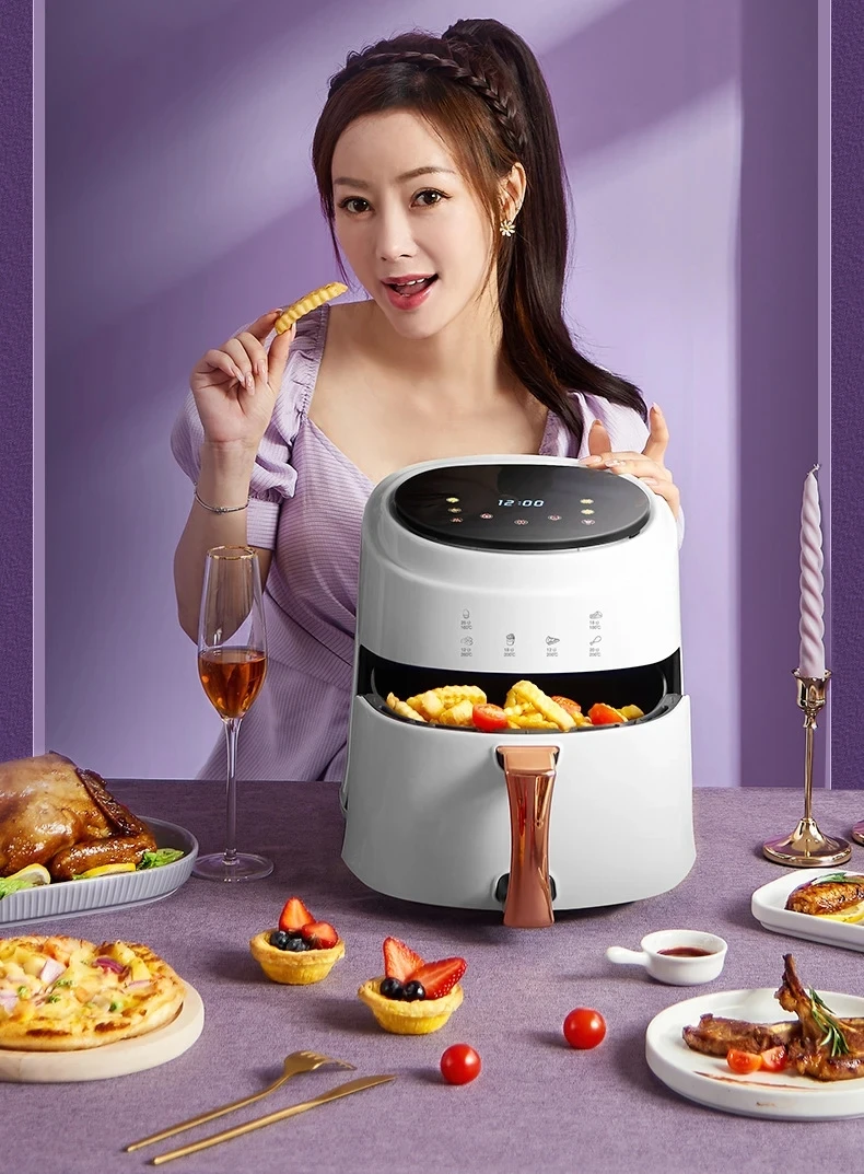 900W 220V household 8L air oil-free electric frying pan with grill, intelligent touch screen, all chicken oven 5
