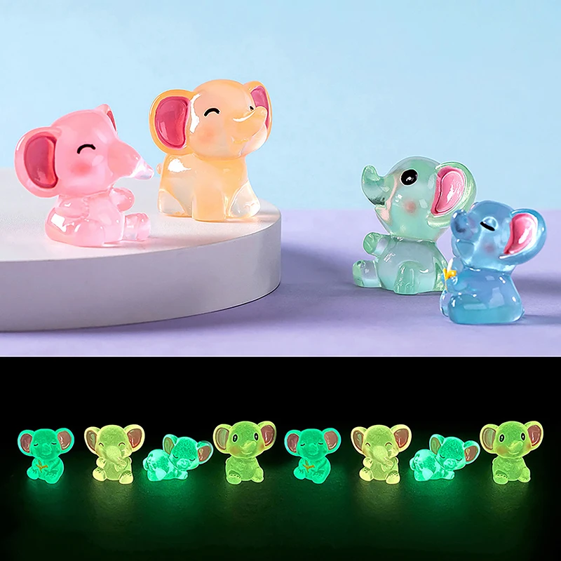 

2PCS DIY Handmade Jewelry Accessories Luminous Resin Miniature Cartoon 3D Elephant Toys Micro Landscape Decoration
