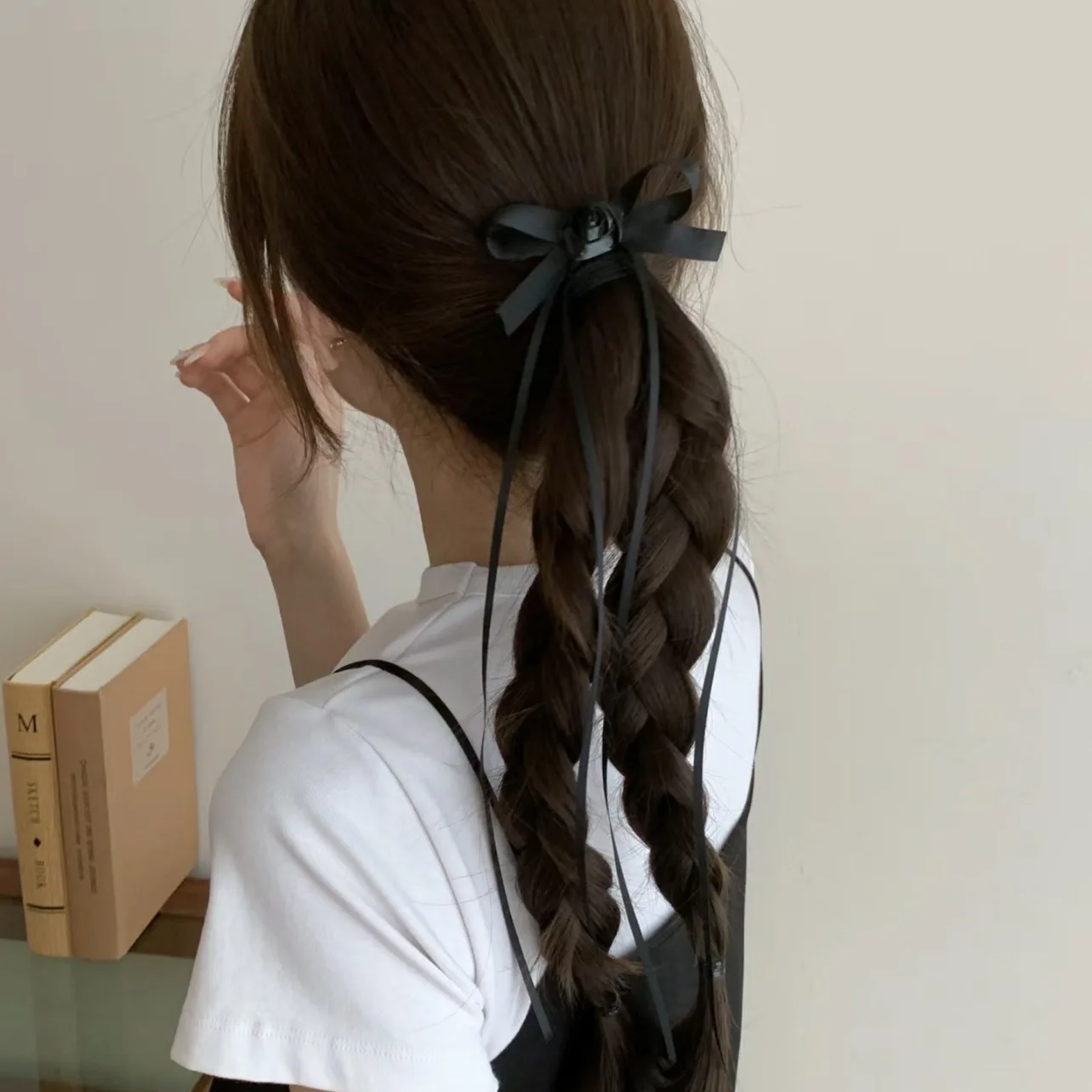 Haargummi für Damen, süßer Ballett-Stil, silberne Blumenschleife, Streamer-Haarspange, doppelte Pferdeschwanz-Kopfbedeckung, kleiner Clip, Haar-Accessoires – Detail 9