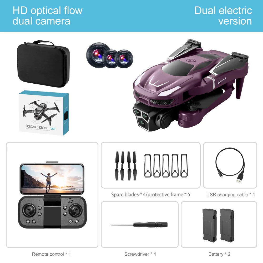 

V68 MAX Drone With 1080P Dual Camera FPV Foldable RC Aerial Photography Quadcopter Toy Helicopter Holiday Gift For Kids