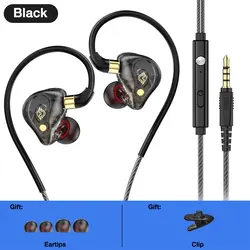 EARDECO Noise - Canceling Sport Earhook Headphones with Mic and Bass Stereo Sound (Black 3.5mm)