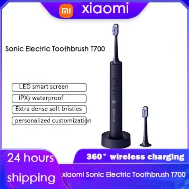 Xiaomi Mijia-escova de Dentes Elétrica Sônica T700 Clareamento dos Dentes Vibração Sônica Limpeza Oral Display Led Inteligente Escova Ultrassônica