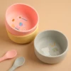 1PCS Baby Silicone Feeding Bowl Cartoon Pattern Baby Dishes Plate BPA Free Food Container Newborn Training Weaning Tableware 3