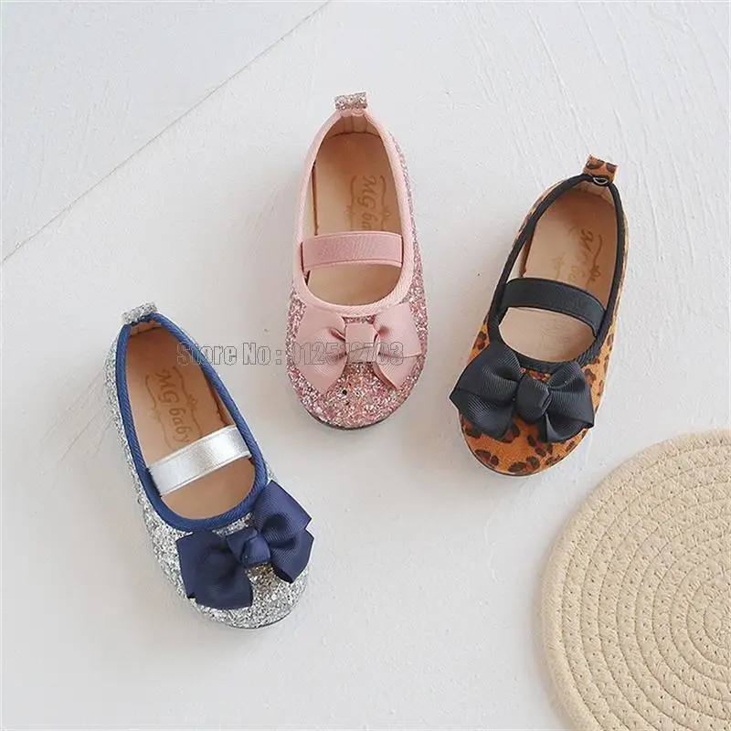 Toddler Girl Glitter Leather Flat Little Children Dress Princess Slip-on Sweet Soft Shoes 5