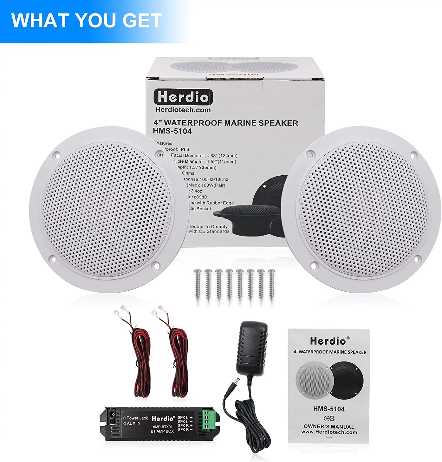 160W 4 Inch Marine Bluetooth Waterproof 