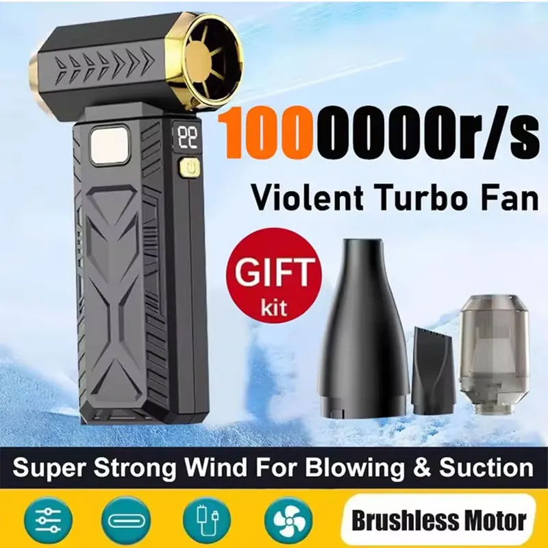 Ventilateur violent 2 en 1, 1000000 tr/min, souffleur d'air Super puissant, aspiration pour nettoyeur de poussière, Turbo sans balais, vent fort