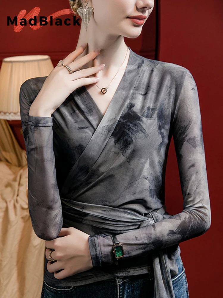 

Женская футболка с длинным рукавом, с V-образным вырезом