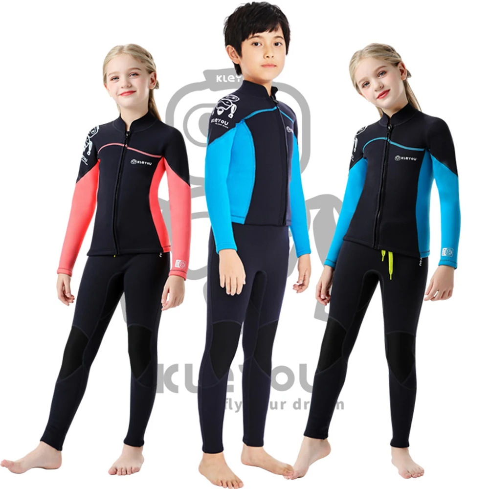 

2023 Kid Neoprene Swimsuit Girls Surfing Diving Suit 2.5mm Underwater Wetsuit Boys Freediving Swimwear Bathing Suit Scuba Diving