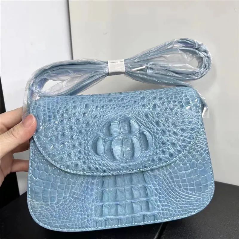 

Authentic Real Crocodile Skin Women's Small Saddle Purse Genuine Exotic Alligator Leather Lady Crossbody Bag Female Shoulder Bag