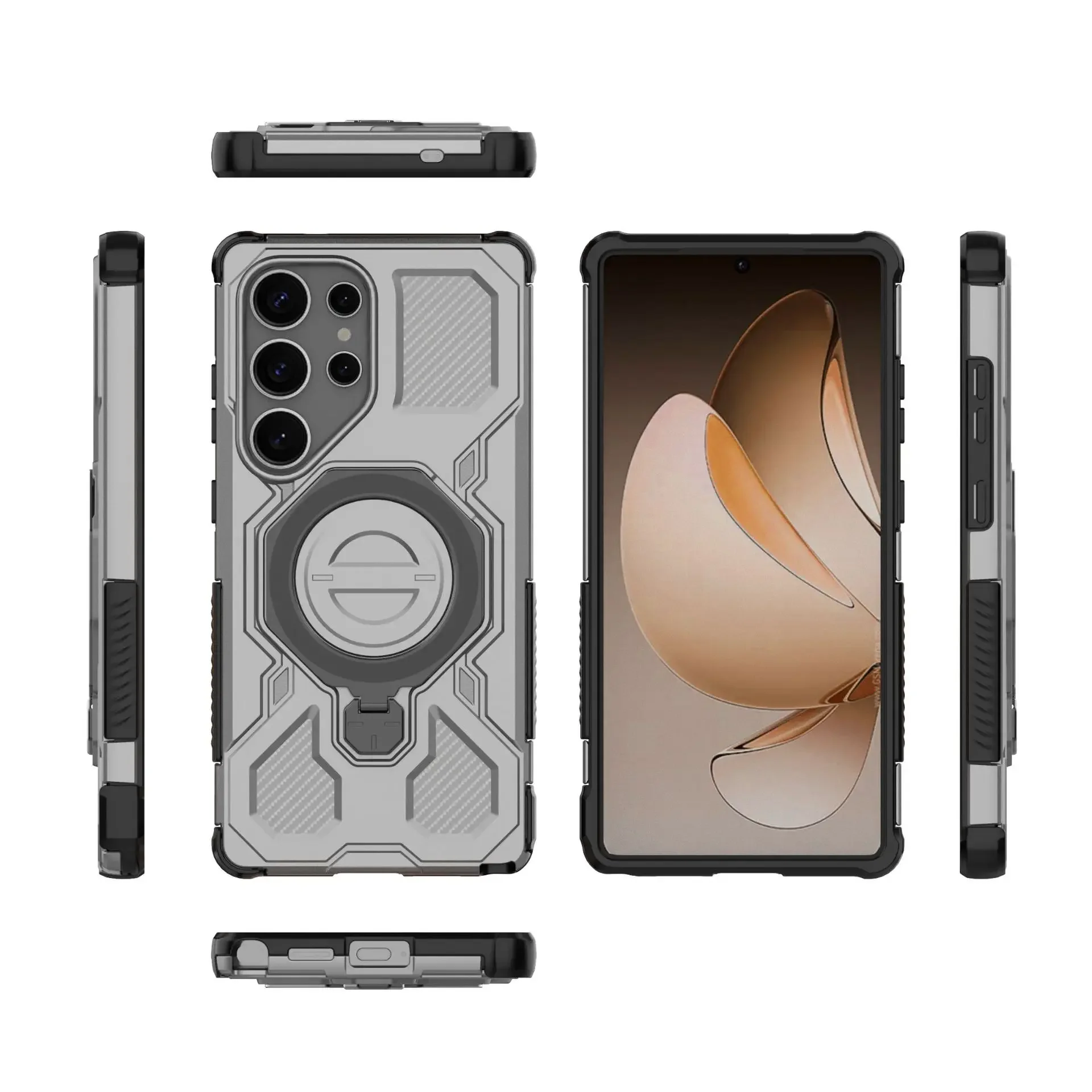 Invisible Stand Phone Case with 360° Rotatable Magnetic Ring Holder - Shockproof PC+TPU Cover