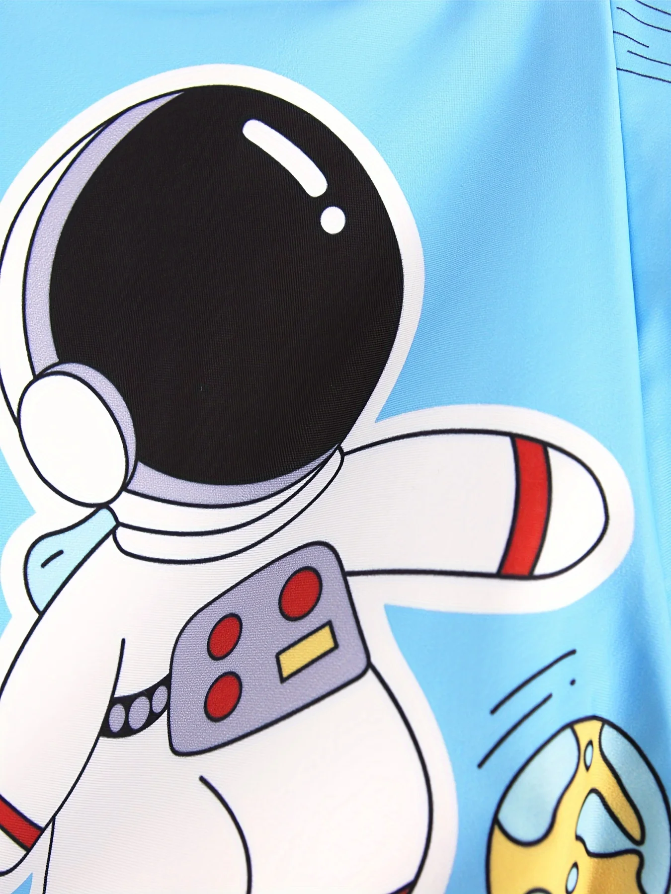 Cartoon Astronaut Pattern Quick Dry Swim Trunks Boys Elastic Waist Beach Shorts Boys Swimwear Summer Vacation