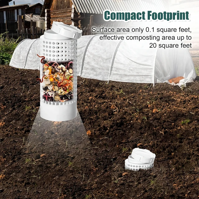 1pc/2pcs Worm Composting Bin For Small Flower Pots And Garden, Space-Saving PVC Worm Tea Composter Tube Garden And Lawn Care 1