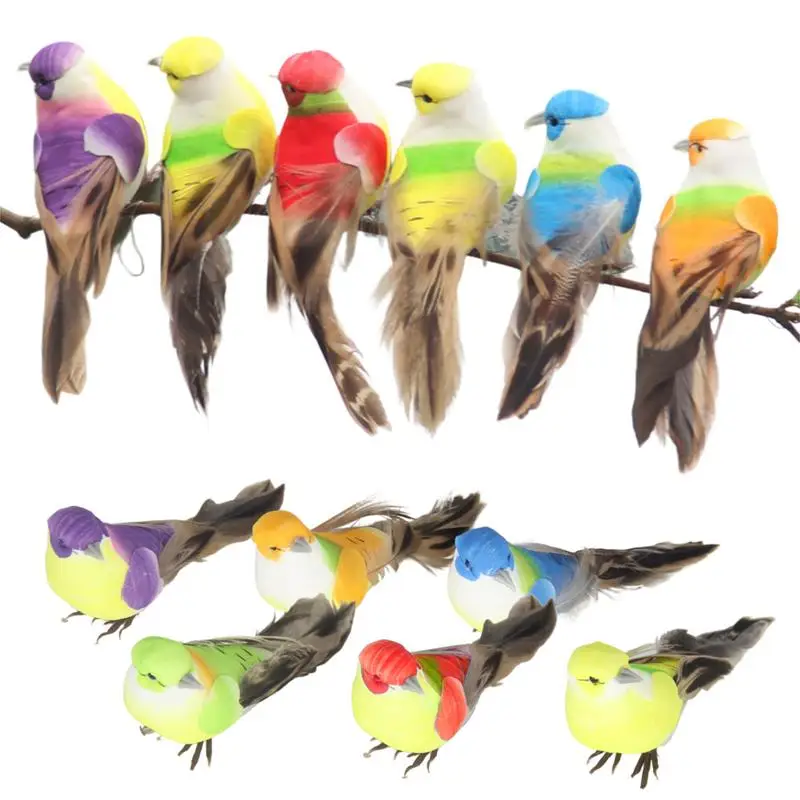 

Искусственные Птицы для украшения птиц, Разноцветные Мини-перья, Искусственные Птицы для рукоделия, 12 шт., птицы из пенопласта