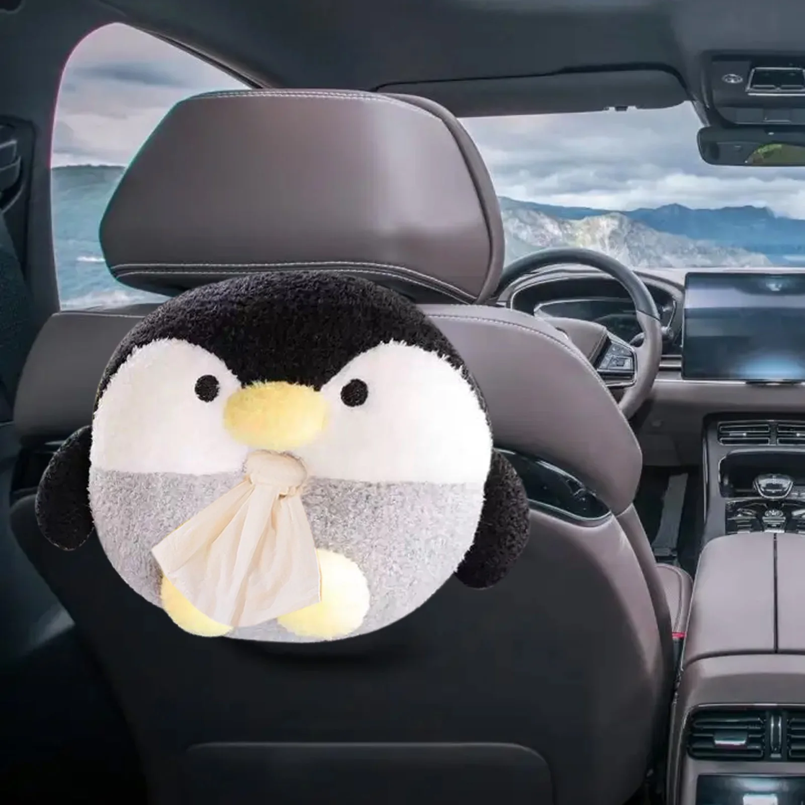 Plush Tissue Holder Cartoon Tissue Cover Hangable Car Plush Cover Paper Holder Napkin Box For Car Home Bathroom Kitc