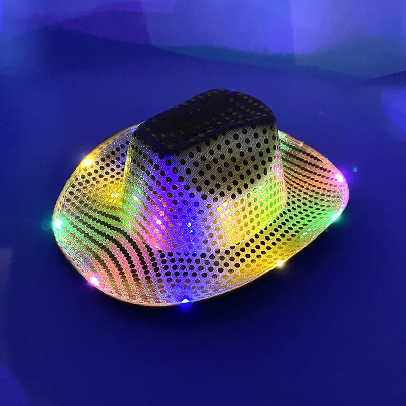 Party Hat Fashion Decor Cowboy Hat Dance Party Luminous LED Cowboy Cowgirl Hat Flashing For Carnival Party party hat carnival hat fluorescent hat neon hat