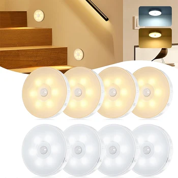 3Color Adjustable LED Night Light USB Rechargeable Night Lamp For Kitchen Cabinet Wardrobe Lamp Staircase Wireless Closet Light