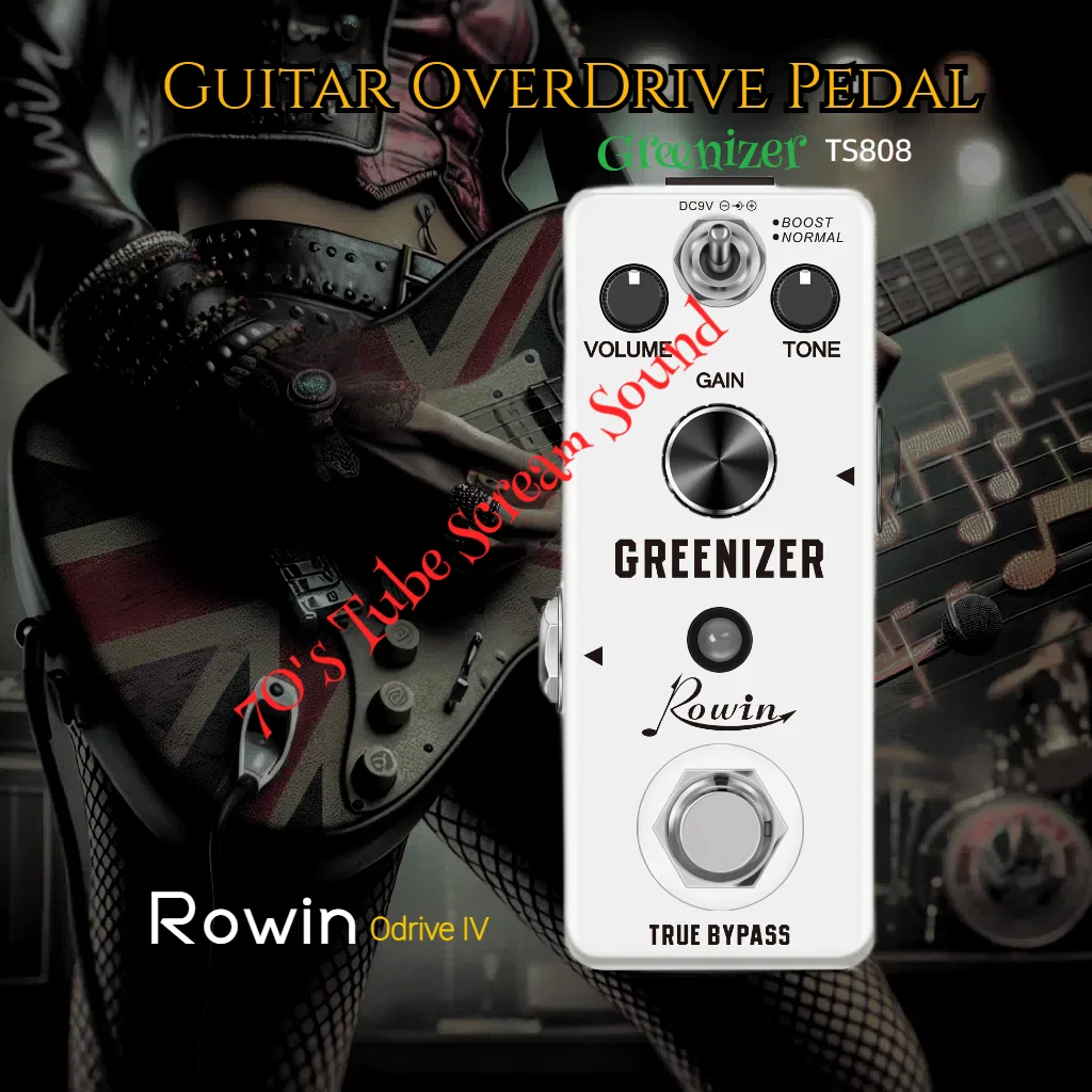 Rowin Pedal Overdrive Greenizer Vintage Guitar Effects TS808 Pedal Mini Size True Bypass LEF-323 Effector Metal Shell White