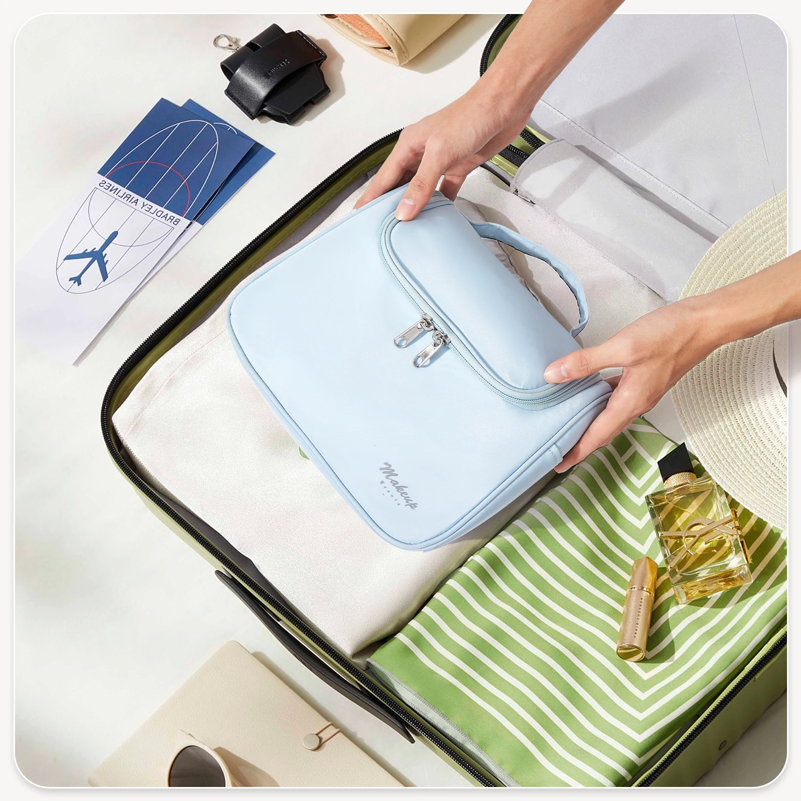 Women Cosmetic Bag Large Capacity Cosmetic Storage Bag Convenient Travel Wash Bag, Multi Functional, Men's Travel Grooming Bag ﻿