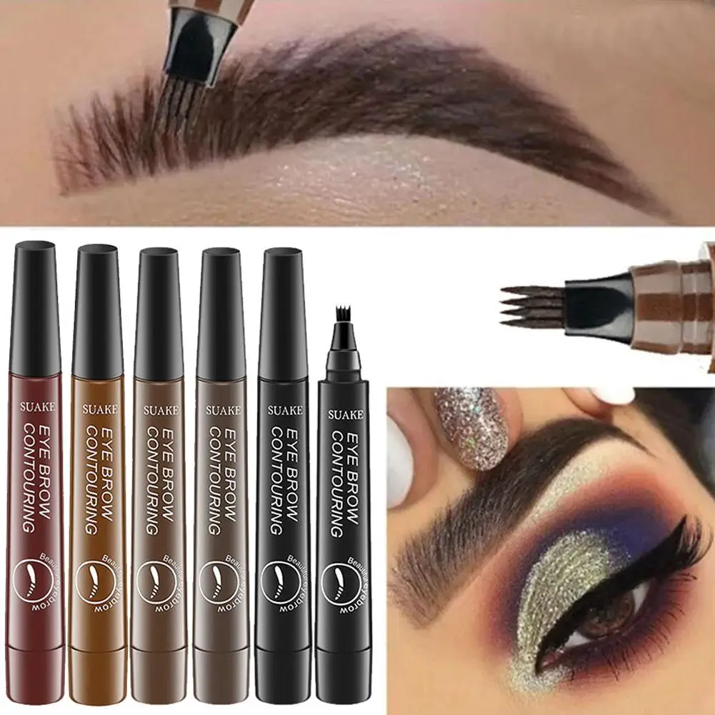 4 Point Eyebrow Pencil Maquillajes Para Mujer Waterproof Liquid Eyebrow Pen Waterproof Long Lasting 5 Colors Microblade Brow Pen