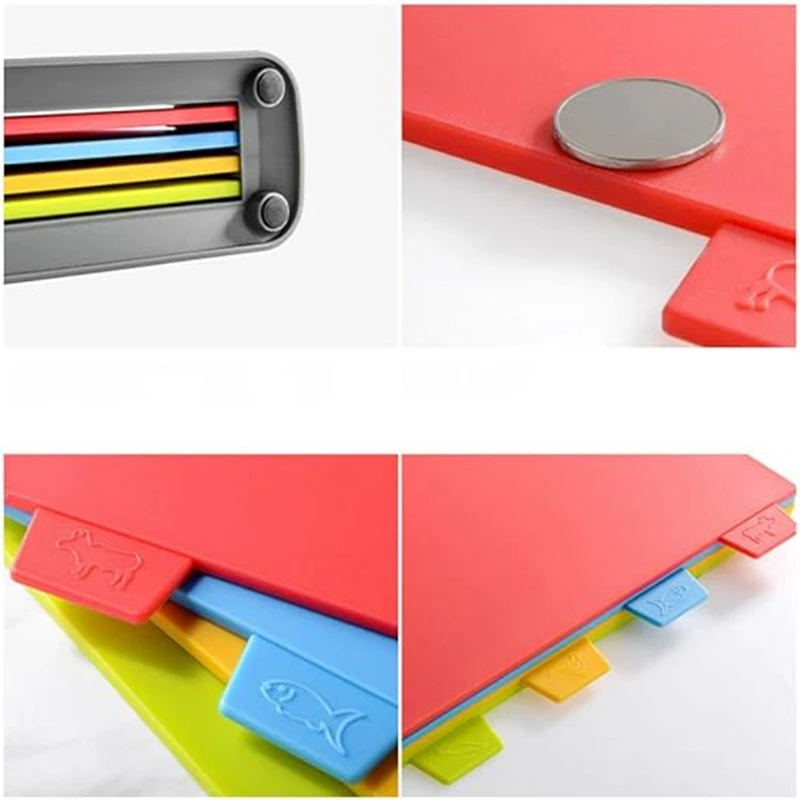 1Set Flexible Plastic Cutting Board Mats Non-Slip Cutting Mat Thin Kitchen Mat Set With Food Icons