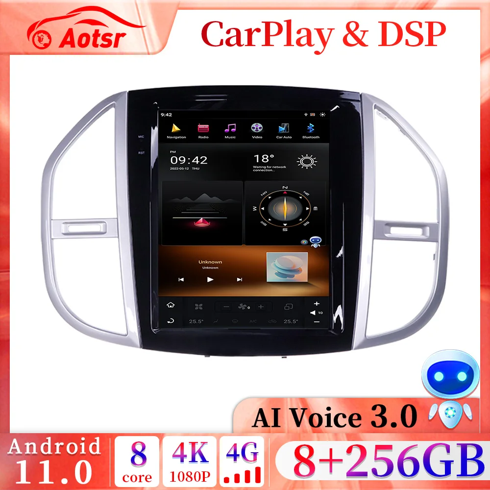 

8+256GB For Mercedes-Benz Vito W447 2015 ~ 2020 Android 11 Car Radio Player GPS Navi Stereo Multimedia Headunit carplay 4G SIM