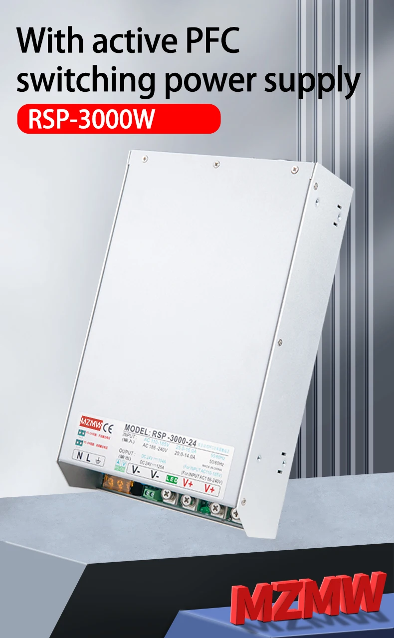 MZMW PFC Switching Power Supply 3000W CC/CV 0-24V 36V 48V 60V 72V 80V 110V 220V 100-240VAC AC TO DC Adjustable Transformer SMPS