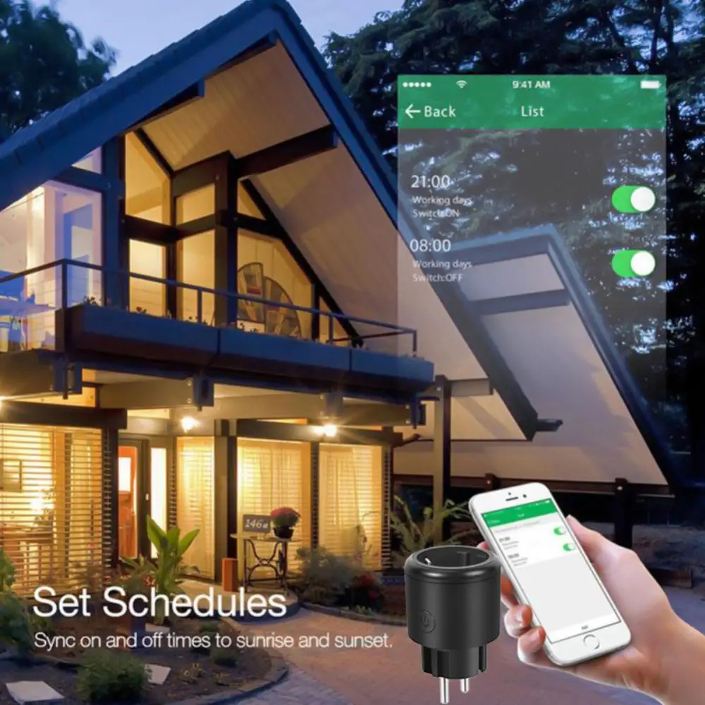Tuya-WIFI Ʈ EU ÷ , 16A Ʈ Ÿ̸     ÷ Alexa Google Ȩ  Tuya/Smart Life APP