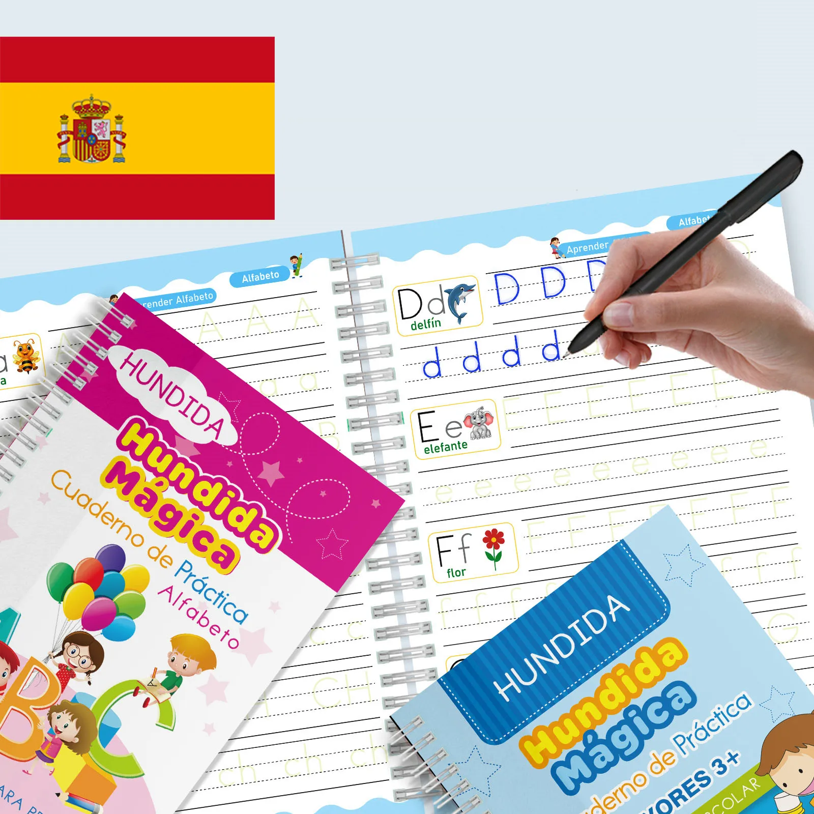 Spanish Magic Books Learning Lettering In Tracing Workbook for Kids Reusable Notebooks for Children Spanish Montessori Writing