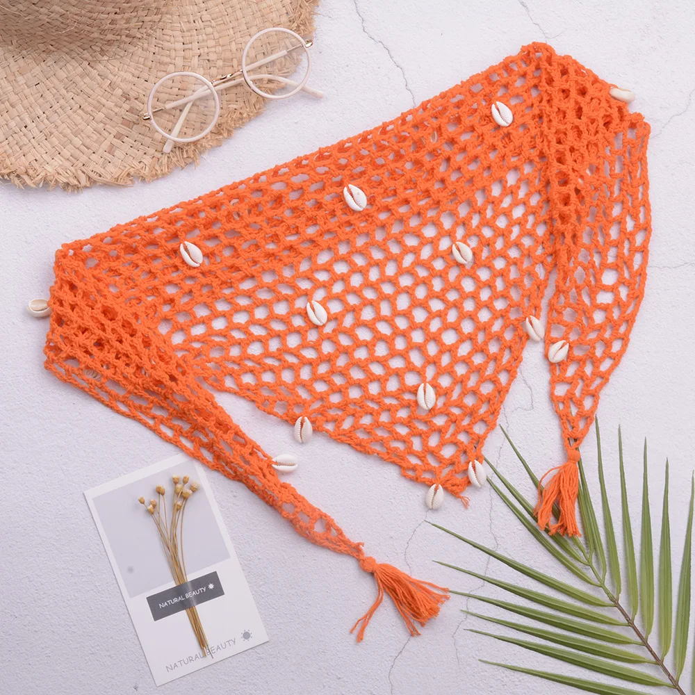 Fashionable Children's Decor Paired with Shell Swimming Pool Beach Versatile Hollowed Out Shawl