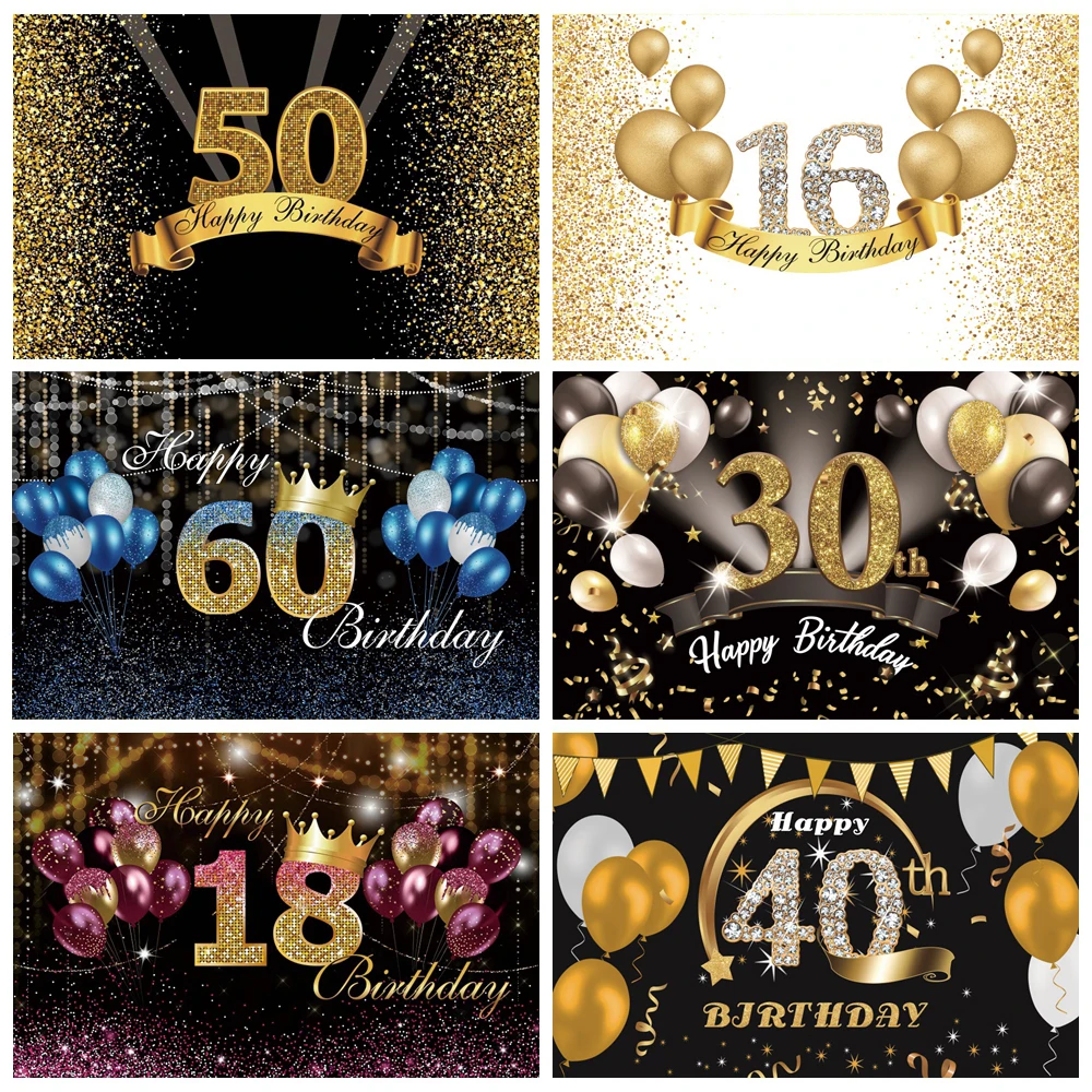 Happy 16 18 50 30 40e Anniversaire Affiche Personnalisee A Pois Dores Arriere Plan Photo Fond Aliexpress