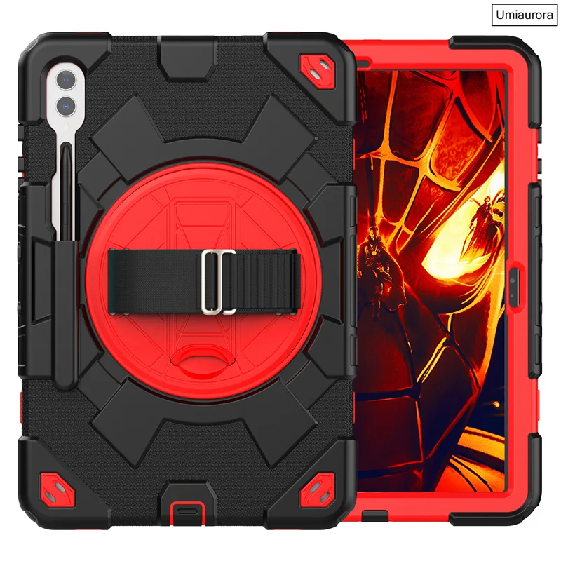 For Samsung Galaxy Tab S9 FE Plus 12.4 inch SM-X810 SM-X610 SM-X710 Tablet Case Kids PC Silicone Rotation Strap_voghion.com