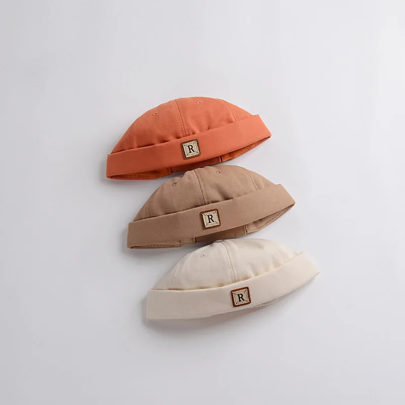 Kids Melon Skull Beanie - Solid Color Brimless Hat for Boys  Girls