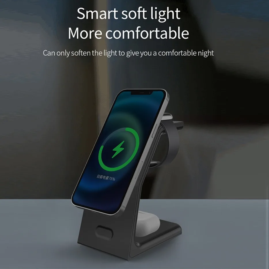 15W Magnetic Wireless Charger 3-in-1 Travel Quick Charging Station For iPhone 16 15 14 13 12 Apple Watch 10-2 SE AirPods Pro 4/3