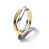 2024 New 925 Sterling Silver Organically Shaped Stacking Rings Heart Two-tone Entwined Bands Ring Fit Women Gifts 2