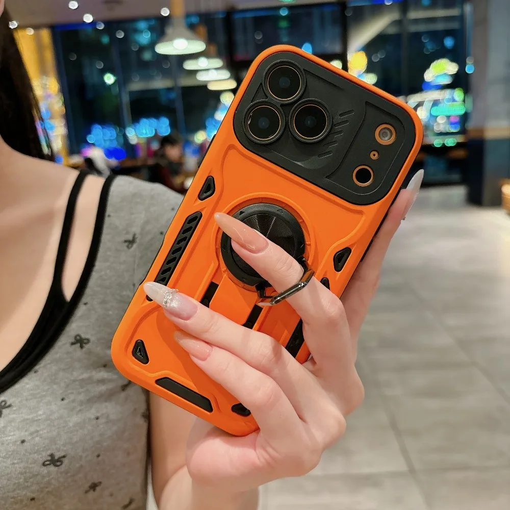 2-in-1 360° Rotating Metal Ring Stand Holder Shockproof Armor Case