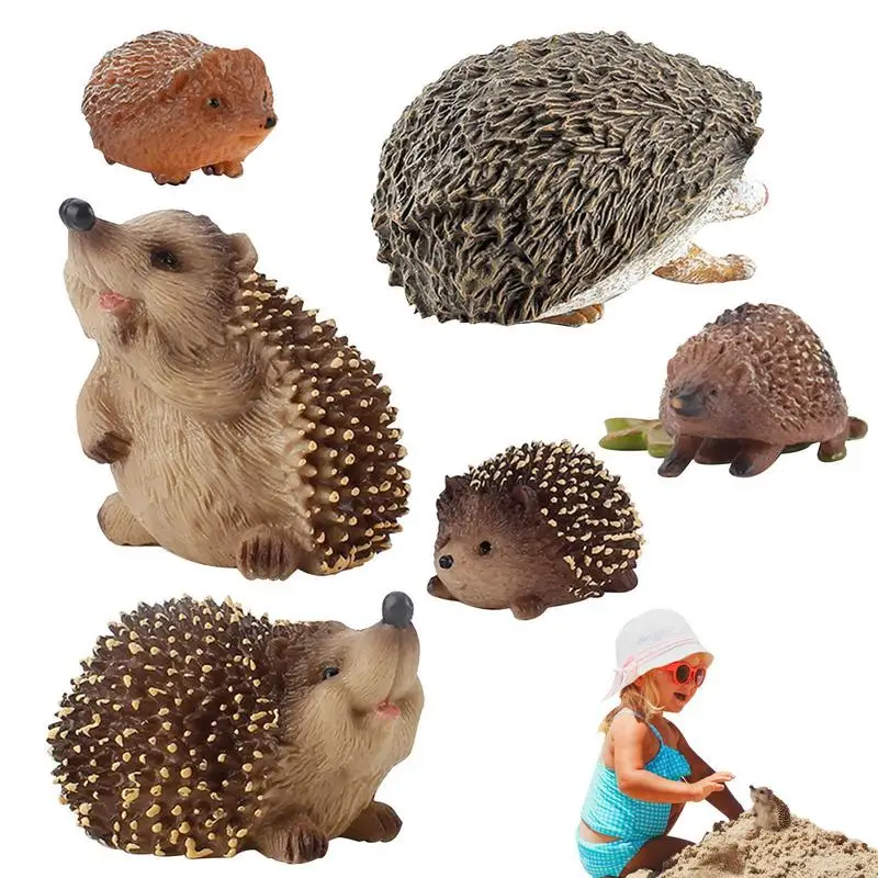 

Realistic Hedgehog Toy Figurine PVC Jungle Forest Zoo Animals Garden Statues 6pcs Cute Wild Life Cognitive Hedgehog Decor