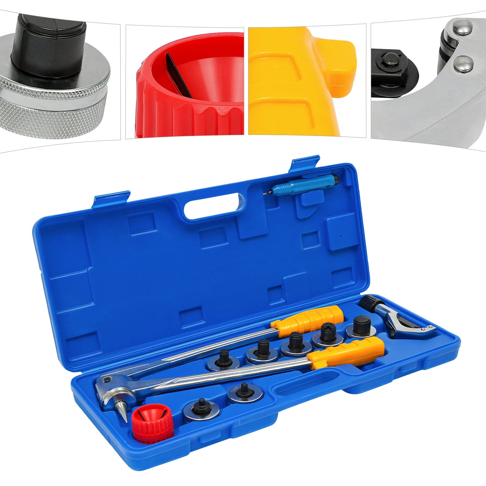Manuelles Rohraufweiter-Set mit 7 austauschbaren Köpfen, geeignet für die Reparatur und Wartung von 0,4-1,1 Zoll Kupfer-/Aluminium-/flexiblen Stahlrohren – Detail 8