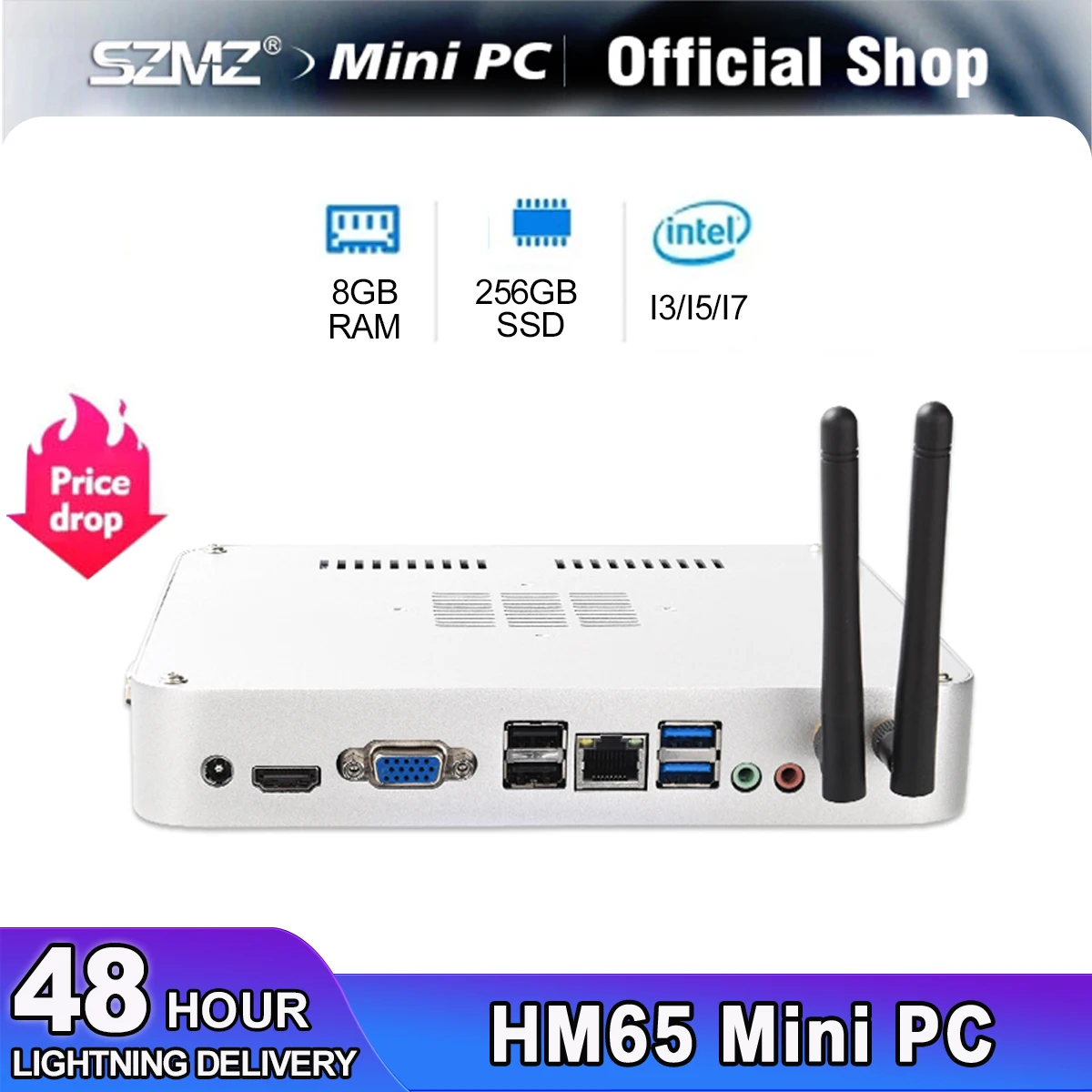 

SZMZ Mini PC Gamer Computer Core i3 i5 i7 DDR3L 4G 8G RAM 128GB 256GB SSD WiFi Gigabit Ethernet VGA HD Display Windows 10 Minipc