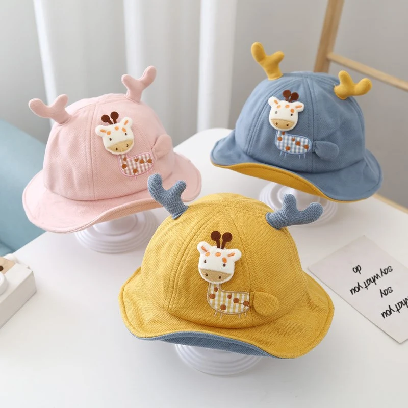 

1-6T Spring Summer Baby Bucket Hat Cute Bear Ear Newborn Panama Cap Solid Color Outdoor Kids Baby Boys Girls Sun Hats Bonnet