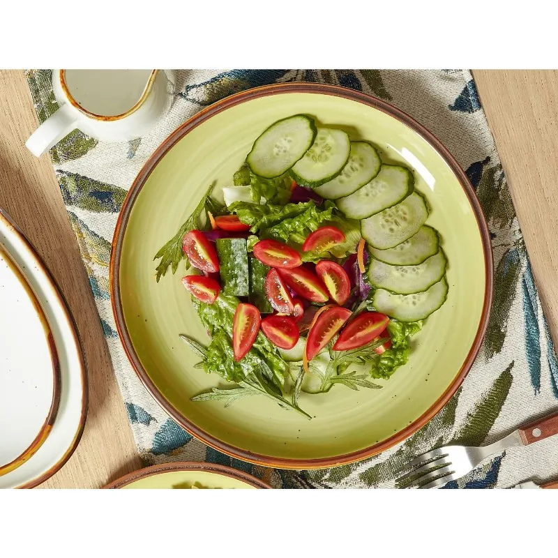 Plates Set 10.5 inch Large Dinner Plates for Salad Dessert Ceramic Serving Plate Set of 4, Microwave and Dishwasher Safe