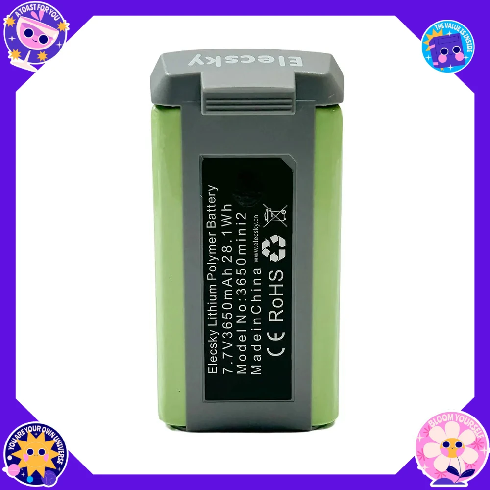 Deux batteries de remplacement haute capacité 3650mAh pour DJI Mini 2/SE/2SE côte à côte sur fond gris, prêtes à l'emploi.