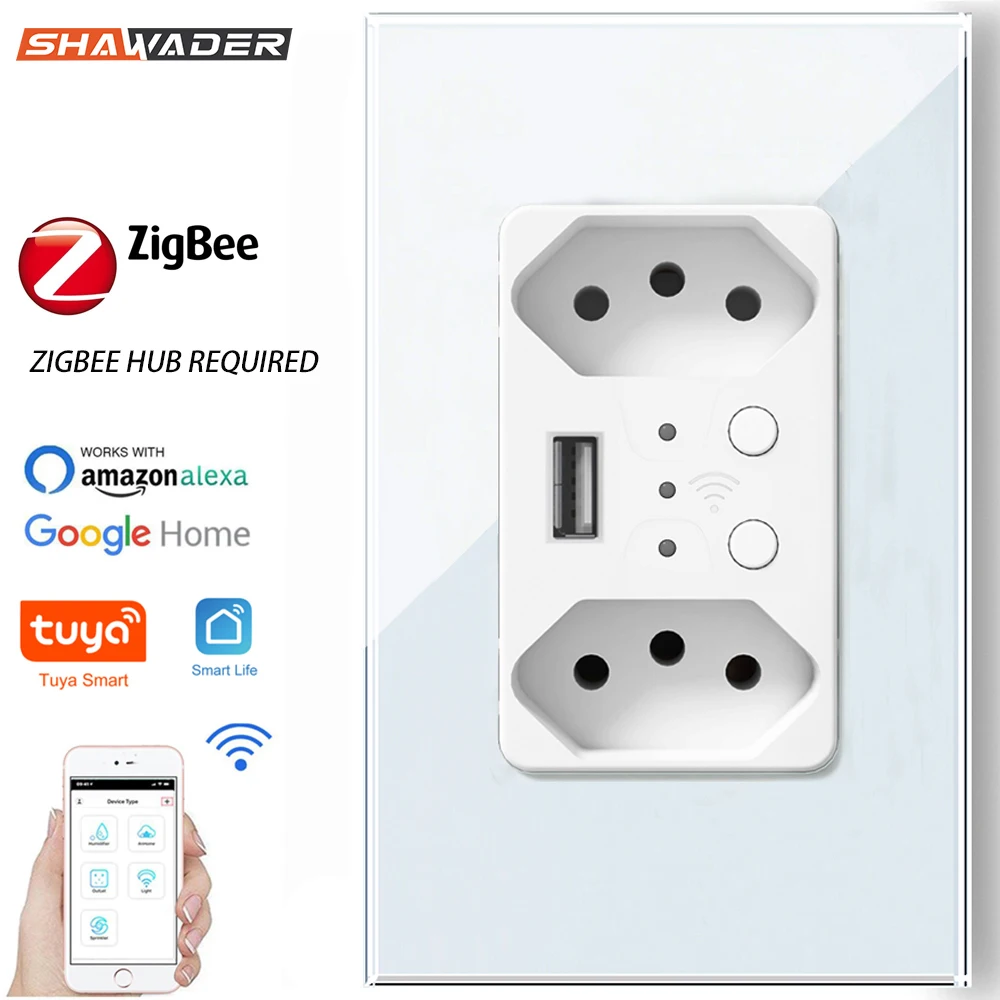 Smart Zigbee Brazilian Wall Socket USB Electric Brazil Plug Outlets PC