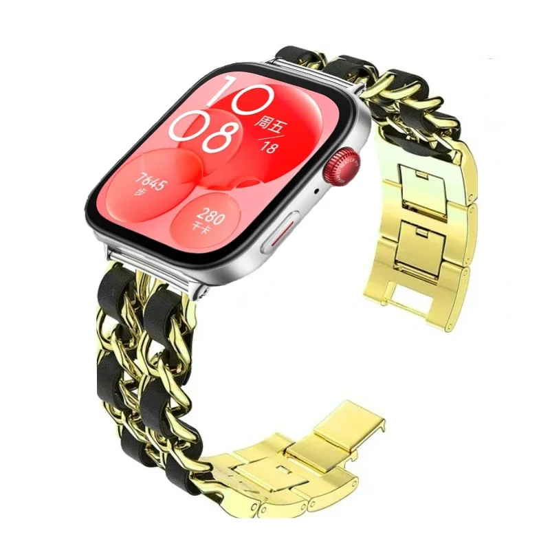 Exquisite Metal and Leather Replacement Bracelet Strap