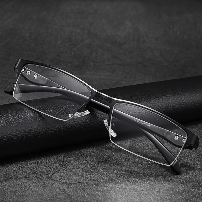 New Unisex Business Myopia Glasses for Men Metal Half Frame Minus Eyeglasses Anti Blue Light Nearsighted Eyewear Diopter To -6.0 3