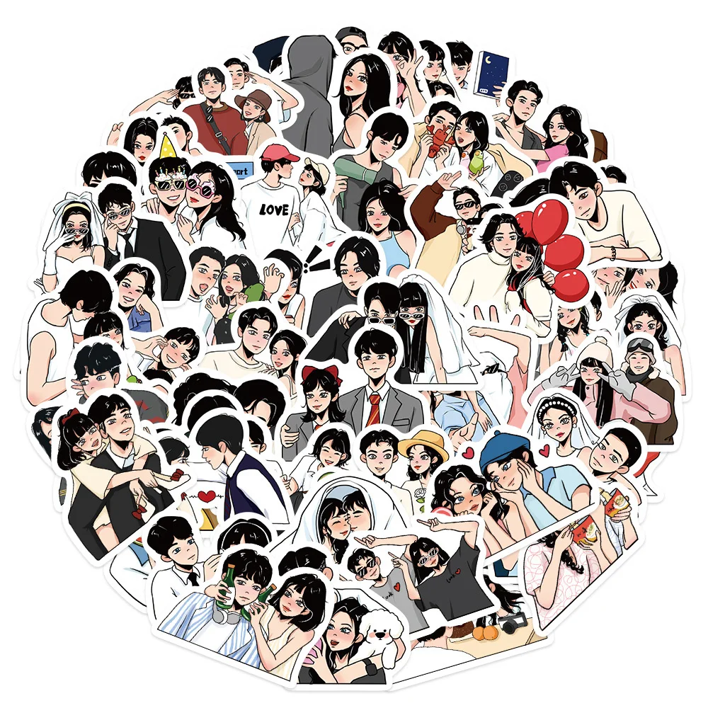 

10/30/60PCS Sweet Couple Cartoon Avatar Sticker DIY Phone Laptop Luggage Skateboard Graffiti Decals Fun for Kid Gift