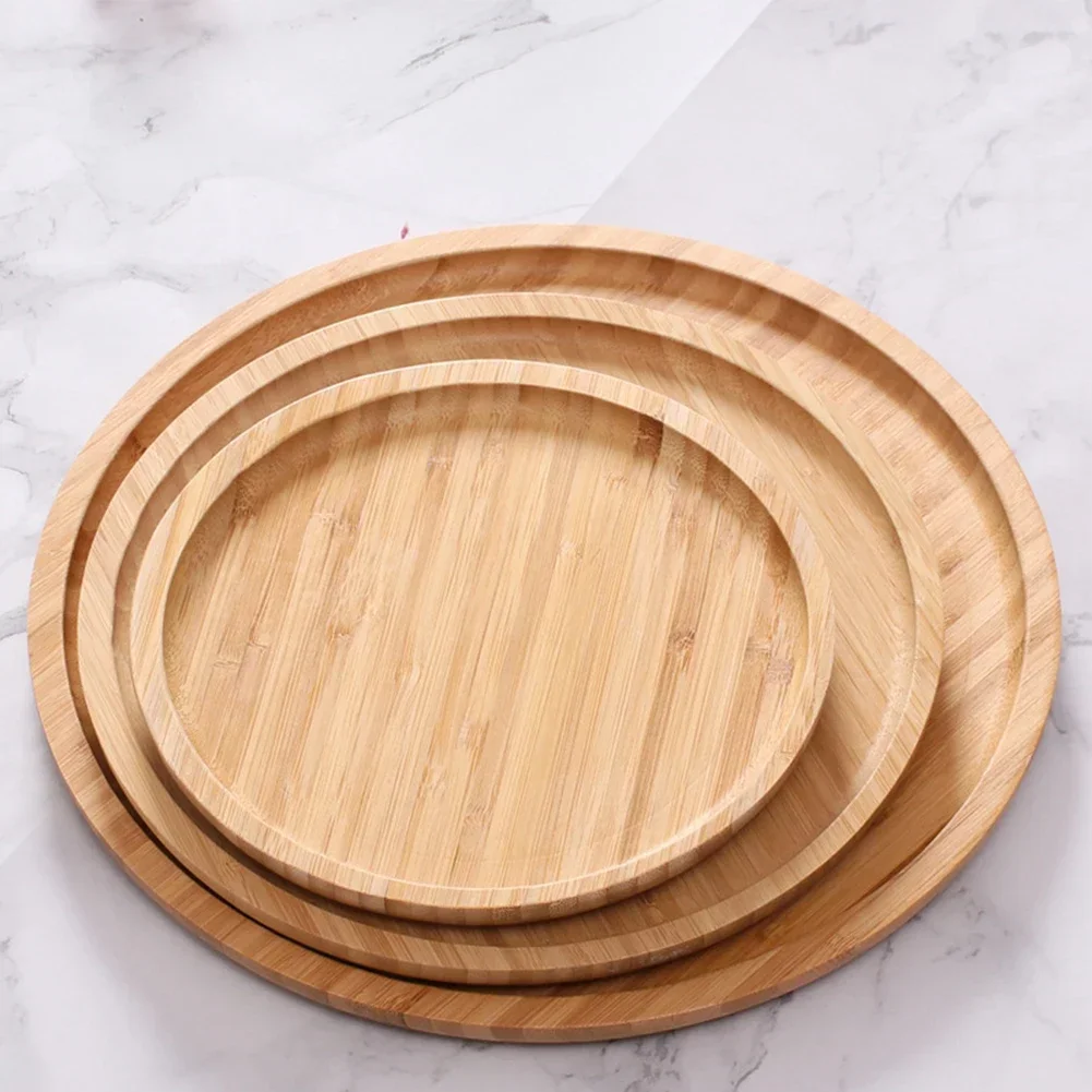 Trays Serving Tray 20*5*30cm Easy To Clean For Fruit Pizza Round Wooden Serving Tray Tableware Stand Food Tray 6