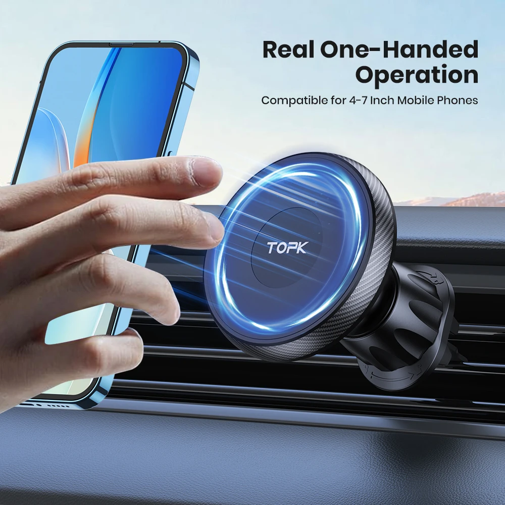 TOPK Magnetischer Autotelefonhalter, Entlüftungsschlitze, Autotelefonständer für Magsafe iPhone 15 14 13 Pro Max, Xiaomi Samsung, starker Magnethalter – Detail 7