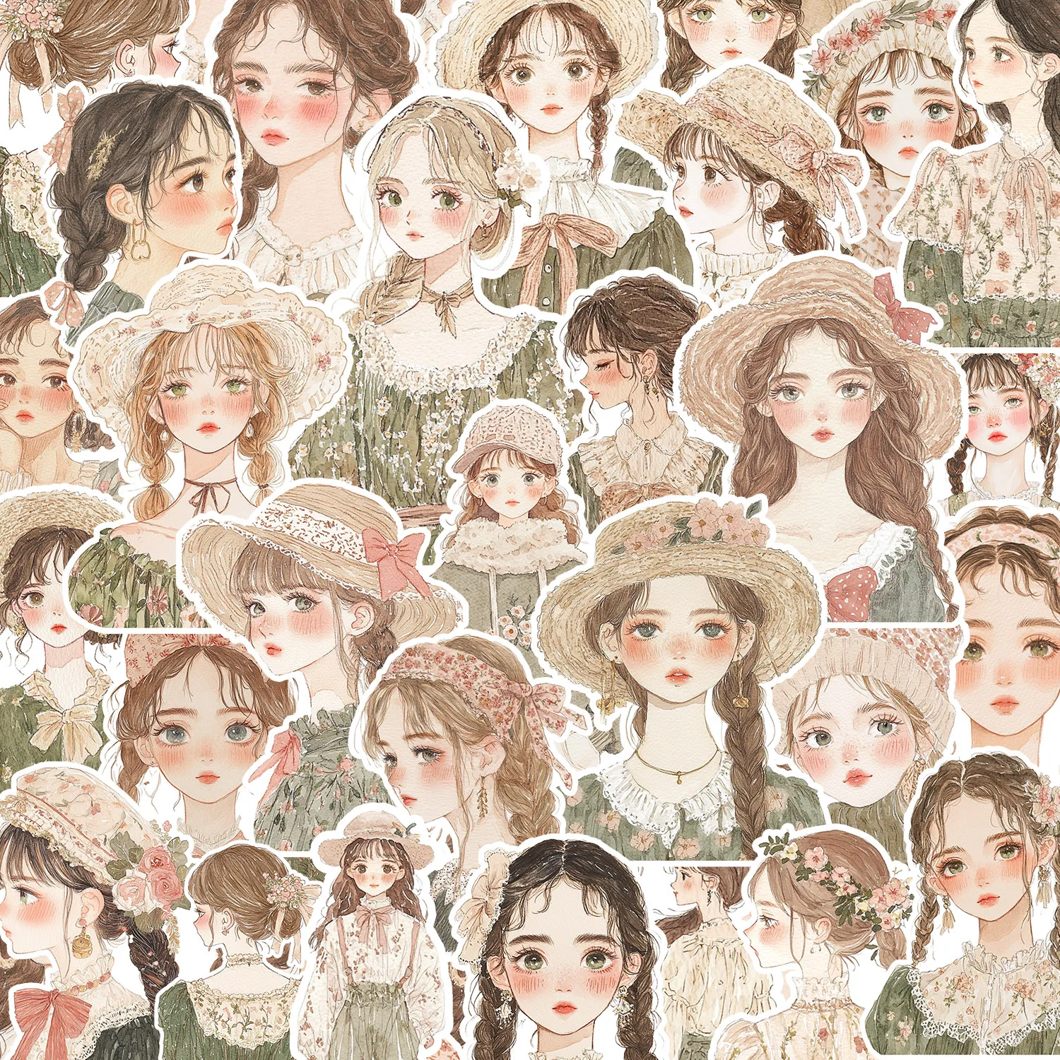 Girly Series: 84-Piece Self-Adhesive Sticker Set for Creative DIY Crafts and Scrapbooking
